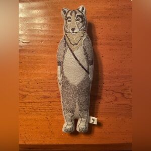 Coral & Tusk Wolf Pocket Doll | Embroidered Linen Stuffed Animal with Arrow